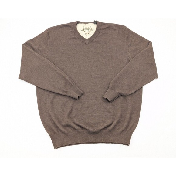 Cabelas Outfitters Mens Brown Wool Blend V-Neck Pullover Sweater Size XL - Picture 1 of 5